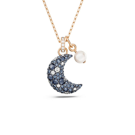 Swarovski Luna Moon Pendant - Multicoloured with Rose Gold Tone Plating