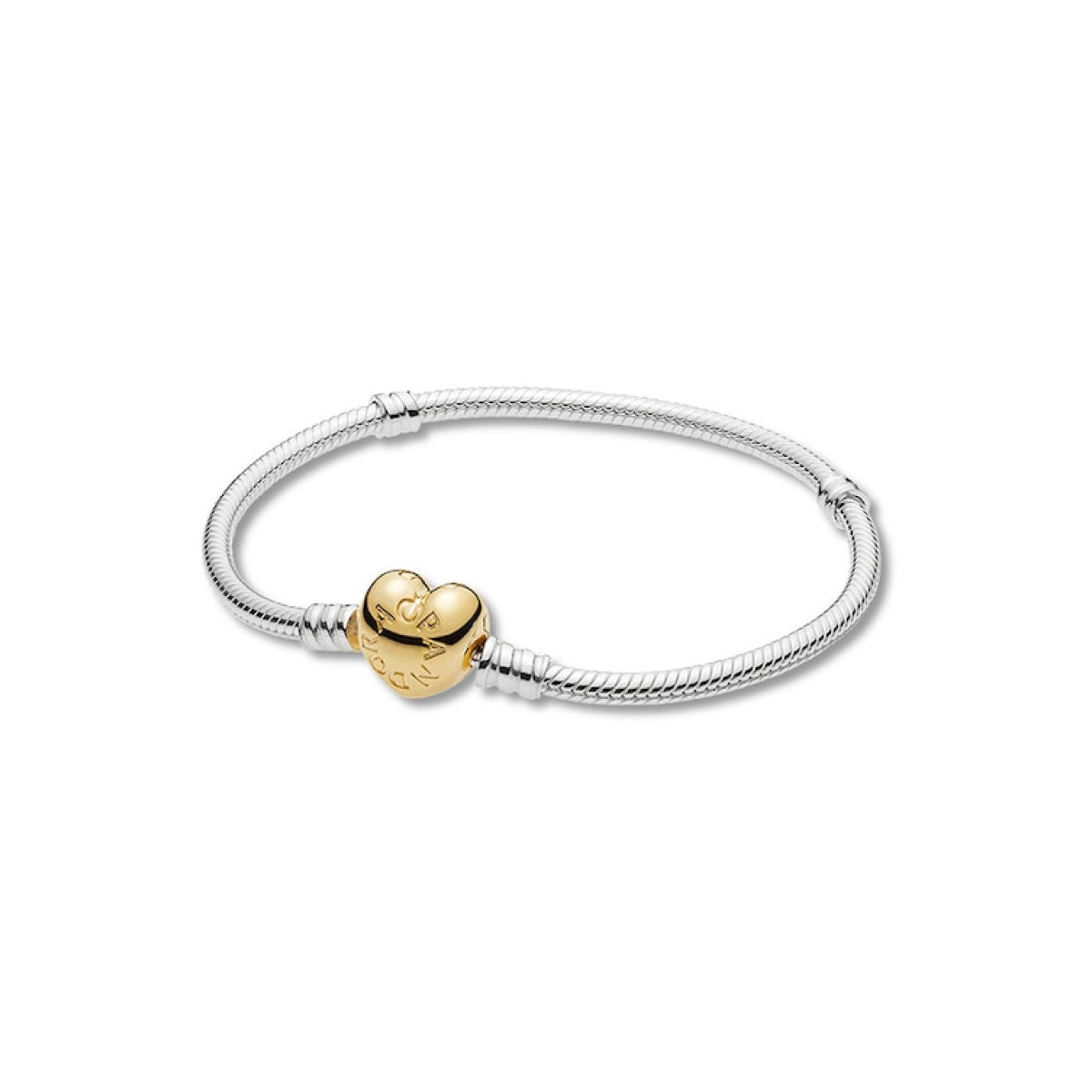 Pandora Moments Silver & Gold Heart Clasp Bracelet