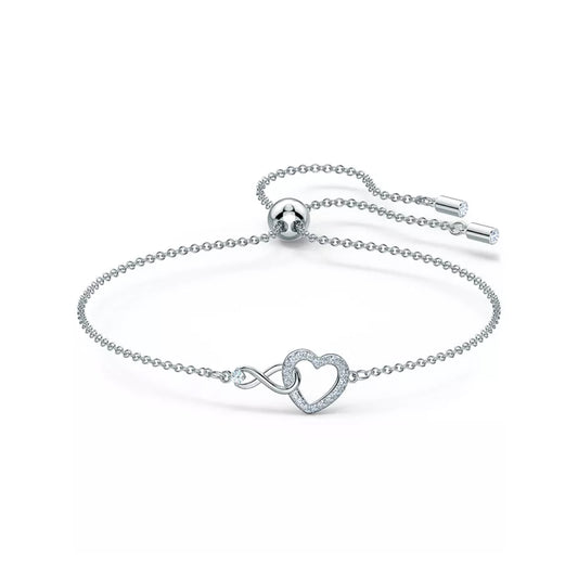 Swarovski Silver-Tone Crystal Heart & Infinity Symbol Slider Bracelet